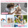 Dog Shower Attachment with 6.6FT Shower Hose, 8 Sprayer Modes Dog Washing Hose Attachment for Bathroom & Bathtub, Outdoor Use Dog Washing Kit with Pet Grooming Glove Shampoo Dispenser and Holder
