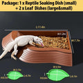 3PCS Tortoise Water Bowl with Ramp Leaf Tortoise Food Water Pool Reptile Bathing Turtle Soaking Dish Aquarium Habitat Ac