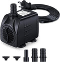 CWKJ Fountain Pump, 160GPH(10W 600L/H) Submersible Water Pump, Durable Outdoor Fountain Water Pump with 7.2ft（2.2m）Power