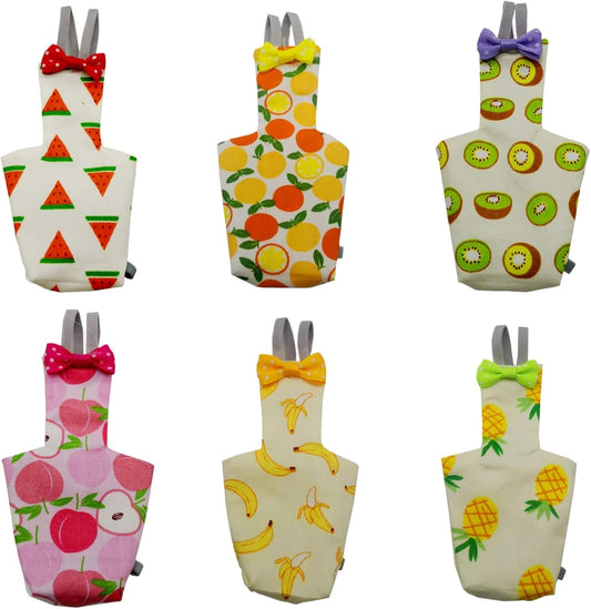 6PCS Washable Reusable Bird Diapers with Waterproof Lining & Adjustable Straps – Soft Parrot Diaper Clothes Costume Set 