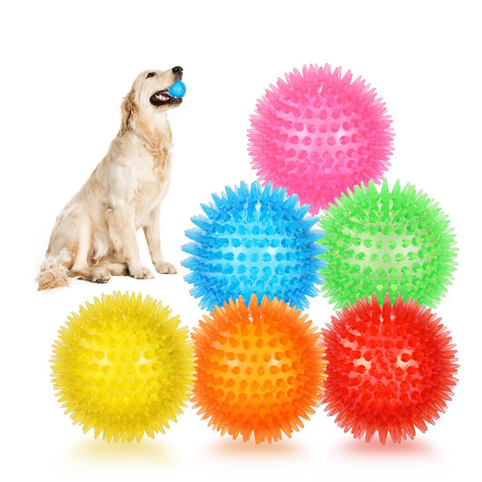 petizer 6 Pack 2.5” Squeaky Dog Toy Balls, Floating Dogs Pool Balls, Spiky Dog Balls, Durable Interactive Fetch Toys for Puppy, Dog Chew Toys for Teething (2.5", Small Dog)
