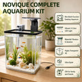 1.5 Gallon Aquarium Small Fish Tank Starter Kit with Filtration & LED Light & Fishing Net for Betta Shrimp Guppy Goldfis