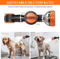 SCHITEC Upgraded Dog Wash Hose Attachment with 100cc Soap Dispenser, 8-in-1 Spray Modes Dog Shampoo Sprayer Nozzle Pet S