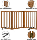 Mino Kesper Freestanding Pet Gate Foldable Dog Gate (55 inches Wide) Walnut Bamboo Dog Gates for Stairs Doorways House (2 Support Feet Included)