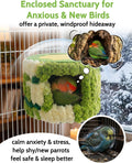 Bird Nest for Cage with Support Frame & Pad, Foot-Friendly Felt Safe Hideout, Warm Bird Bed for Parakeets Lovebird Budgies, Winter Plush Coral Fleece Hanging Hammock Hut, Soft Washable Cozy House