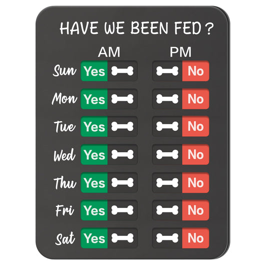 Dog Feeding Reminder, Dog Fed Sign-Daily Am/Pm Chart Slider Sign for Pet Fed and Pill Reminder, Easy to Use On Fridge Or Wall with Adhesive and Magnet,Pet Supplies