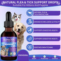 WEALLIN Flea and Tick Prevention for Cats and Dogs Natural Flea Treatment Support Drops with Multivitamin for Pets Oral Natural Supplement Flea and Tick Treatment Drops for All Breeds and Ages
