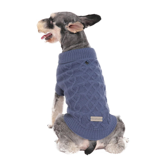 MengMengDa Small Dog Sweater, Soft Knit Dog Clothes for Spring Transition, Lightweight Puppy Outfit for Pomeranian, Yorkie, Chihuahua; Stylish Doggy Apparel for Spring Morning Walks (Dark Blue, M)