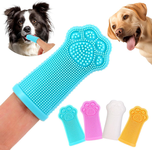 dlnope Dog Finger Toothbrush, 4-Pack Finger Toothbrush for Dogs, Upgraded Pet Tooth Brushing Kit, A Fun Dog Teeth Cleaning Tool that Also Doubles as A Gum Massage, Suitable for Medium and Large Dogs.