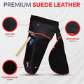 Equine Care Women's Leather Farrier Apron Chaps with Canvas, 23in, Black