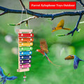 Large Parrot Suspensible Xylophone Toy, Multicolored Natural Wooden Bird Chewing Toys with Grinding Stone for Large, Med