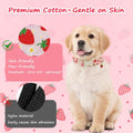 Astdogio Pink Dog Collar for Small Dogs, Cute Dog Collars Girl Puppy Collar with Strawberry Pattern, Adjustable Cotton Pink Collar Ideal, Daily Photos & Pet Fashion