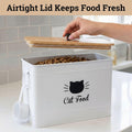 Metal Cat Food Container with Scoop, 15lb (50 Cup) w/ Airtight Bamboo Lid