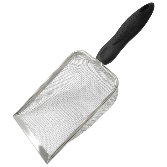 Murtenze Stainless Steel Cat Litter Scoop, Non-Stick Coated Metal Fine Sand Litter Scoop, Mesh Shovel for Reptile Kitten Pooper (Black, 2mm mesh)