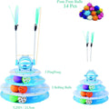 Vealind Cat Toy Roller 4-Level Turntable Cat Toys Balls with 14 Pcs Colorful Pom Pom Balls Interactive Fun Mental Physical Exercise Puzzle Kitten Toys (Blue)