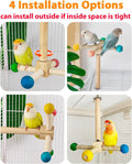 Bird Stand Perch Toy, Interactive Spinning Parakeet Toys, Wooden Exercise Wheel Parrot Toy, Enrichment Cockatiel Toy for Birds Cage, Bird Cage Accessories Perch Toys for Budgies (Small)