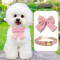 Cute Small Dog Harness Collar and Leash Set with Detachable Bowtie, Adjustable Dog Harness Collar and Leash Set with Sec