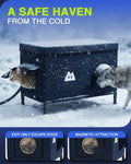 Heated Outdoor Cat House for Outside (Dark Blue,28"x16"x16")