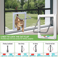 Cat Door for Window, Fits 18"-28" Width Window, Cat Window Door with 4 Locking Modes, Pet Friendly Window Cat Door Insert, Magnetic Closure, Weatherproof, Easy Installation, Clear Plexiglass