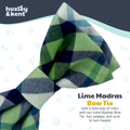 Huxley & Kent Pet Bow Tie for Dogs & Cats - Adjustable Hook & Loop Collar Accessory - Cute & Comfortable for Holidays & Celebrations - Lime Madras, Large