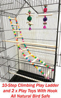 38-Inch Double Roof Top Large Flight Bird Cage with Toys Climbing Ladder Side Nesting Box Doors for Cockatiels Sun Parakeets Conures Aviary Budgie Finch Lovebird Canary Pet Bird Travel Cage