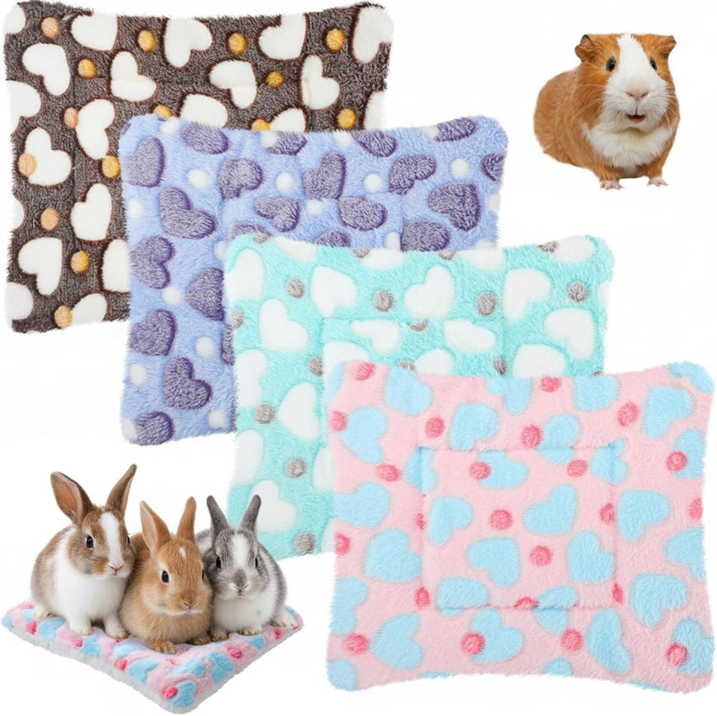 Jetec 4 Pcs Guinea Pig Bed Pads Heart Pattern, 10 x 11 Inch Plush Mat