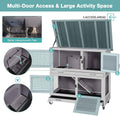 Suumerpety 2-Story Wooden Rabbit Hutch with Chew-Proof Ramp, Dual Leak-Proof Pull-Out Trays & 4 Lockable Wheels, Indoor 