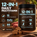 12-in-1 Dog Multivitamin Soft Chews, Daily Multivitamin for Dogs, Skin & Coat, Gut, Hip & Joint & Immune Support, Beef F