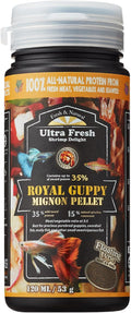 Ultra Fresh Royal Guppy Mignon Pellet, All Natural Guppy Food, Sword Prawns, Spirulina, Highly Nutritious, for Cleaner W