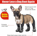 Idepet Dog Suspender Boots, Tall Dog Boots Anti-Slip & Fall Waterproof Shoes Leggings, Adjustable Suspender Boots for Wi
