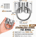 Horse Cross Tie Ring, 2 Pack Heavy Duty Block Tie Ring with Screws, Wall Mount Hitching Ring for Horse Stall, Barn, Stab