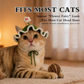 floofelove Flower Cat Hat, Cotton & Soft Cute Knitted Hats for Cats Birthday Party Spring Puppy Hat for Small Pets (Green,M)