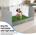 High Walls Dog Pee Pad Holder with Artificial Grass, 32.3"x22"x15.7" Foldable No-Splash No Assembly Indoor Dog Litter Bo