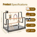 halinfer Bird Playground for Indoor Use, Table Collapsible Bird Playstand for Top of Cage, Mirrow Swing Cups 2 Ladders f