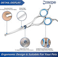 Doscpe Curved Dog Grooming Scissors 6.69 inches Round Tips Pet Grooming Shears for Dog Cat on Face Paw Hair Trimming Right Left Handed