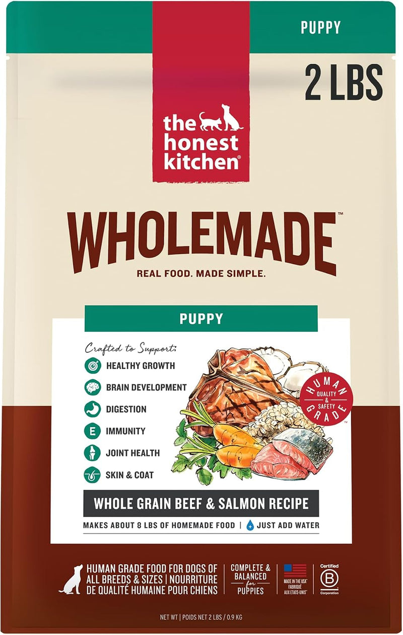 The Honest Kitchen Wholemade Whole Grain Puppy Food, Beef & Salmon Recipe, Human Grade Dehydrated Food for Puppies, Just