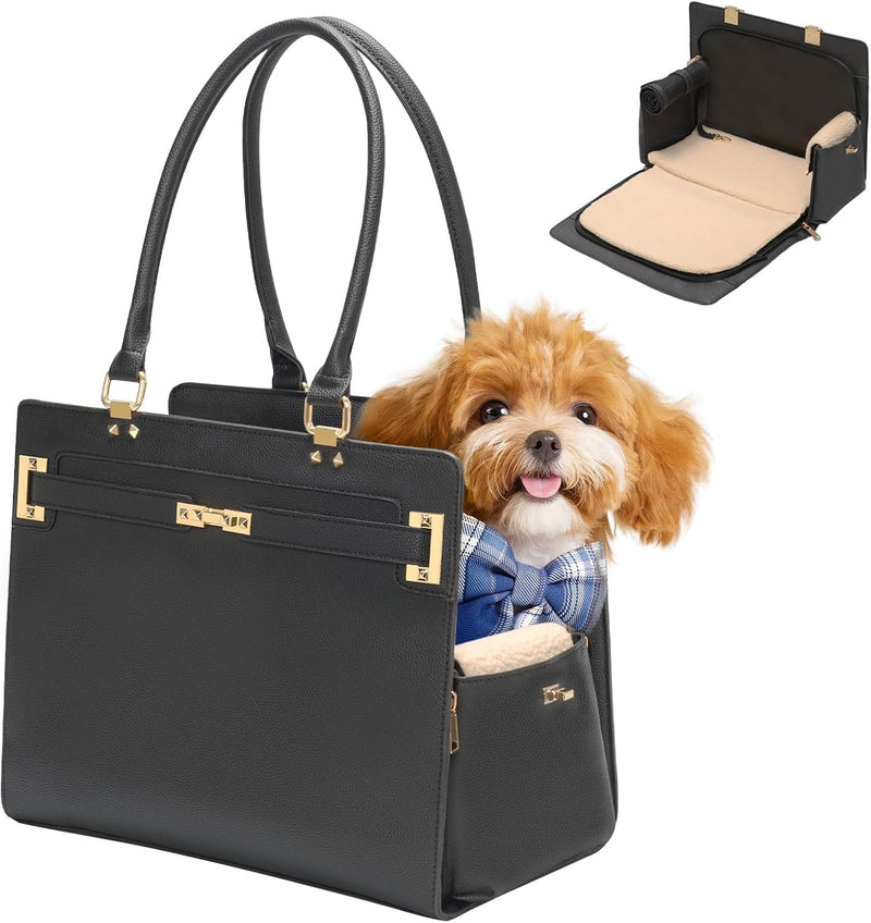2-in-1 Stylish Dog Purse Carrier Travel Tote Bag for Small Dogs Cats