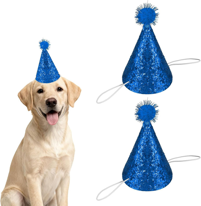 Dog Birthday Hat, Mini Small Dog Hats Cat Cobalt Blue, 2 Pcs