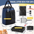 Hillban Travel Litter Box for Cats, 4 in 1 Collapsible Portable Box