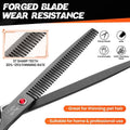 JASON 7" Dog Grooming Scissor - Professional Thinning Shear with 37 Teeth Japanese Stainless Steel Blender Scissors for Dogs, Cats and Other Pets (Thinning, Black) Christmas Gift
