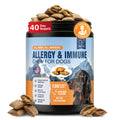 Dog Allergy Chews-120 Crunchy & Creamy Chews, anti-Allergy & Itching Skin Relief Bites Immune Support, with Omega 3 Fish Oil Probiotics for Seasonal All Issues Allergies Made in USA Chicken Flavor