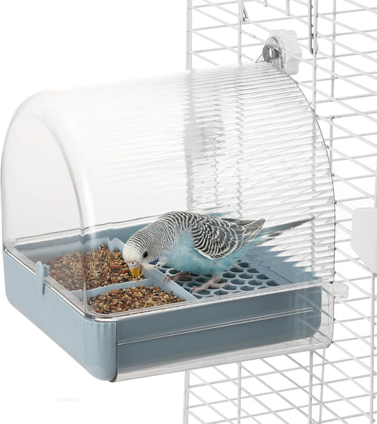 3-in-1 Hanging Bird Bath/Bowl/House for Cage Transparent Splashproof Feeder Birdcage Accessories for Small to Medium Bir