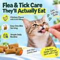 Flea and Tick Prevention for Cats, 500 Crunchy & Krill Chews with Probiotics for Cats, Cat Flea Chews with Gut & Digestive Support, Skin & Coat Support for All Breeds & Ages, Chicken Flavor