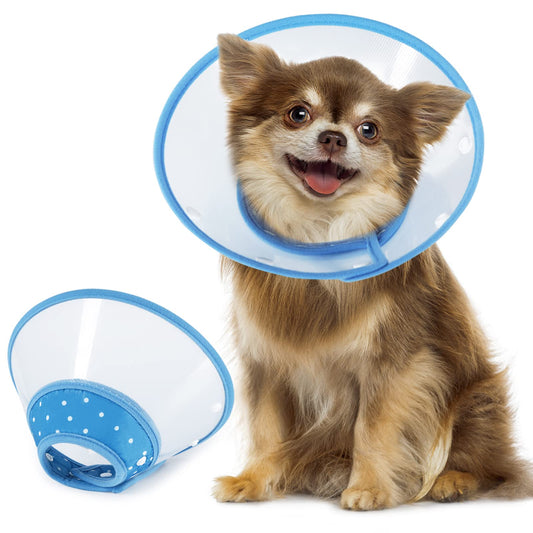 Vivifying Dog Cones for Small Dogs, Adjustable 8-9.6 Inches Soft Lightweight Elizabethan Collar for Puppy and Large Cats to Stop Licking Wounds After Surgery(Blue)