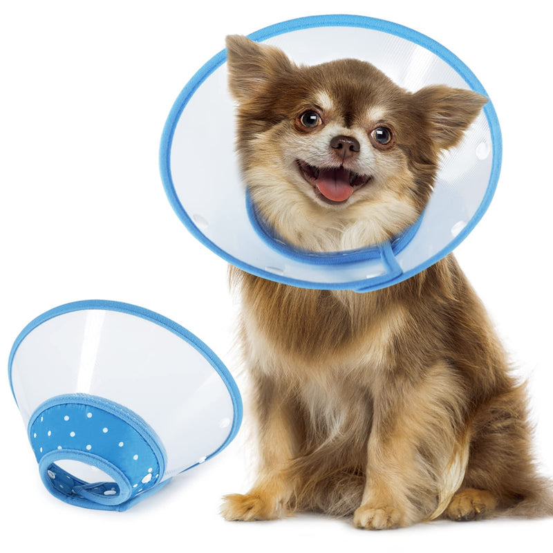 Vivifying Dog Cones for Small Dogs, Adjustable 8-9.6 Inches Soft Lightweight Elizabethan Collar for Puppy and Large Cats to Stop Licking Wounds After Surgery(Blue)
