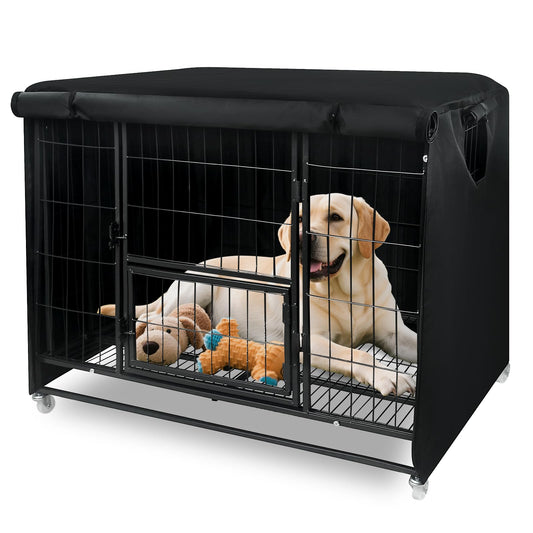 48 Inch Dog Crate Cover for Heavy Duty Dog Cages 900D Oxford Fabric Insulated Dog Kennel Cover UV-Resistant Chewproof Soundproof Windproof Rainproof Fit for Wire Dog Cage (Not Include Cage)