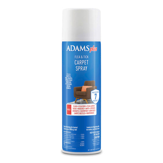 ADAMS Plus Flea & Tick Carpet Spray, Kills Fleas, Flea Eggs, Ticks, Ants, Roaches, Spiders, and Many Other Listed Nuisance Pests, for Indoor House and Carpet Treatment, Treats Up to 2,000 Sq Ft, 16 oz