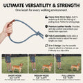 Tails & Tales Hands Free Dog Leash for Walking Running Training, Adjustable Lead Up to 9.8ft, Dogs Up to 125lbs, Crossbody, Dual Handle, Multifunctional, Double Attachment for 2 Dogs (Tapestry Blue)