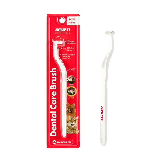 JAYU PET Dental Care Brush with Soft Bristles 1ea - Dog Toothbrush, Cat Toothbrush, Dental Care for Kitten and Small Dogs, Removing Old Plaque and Tartar, Easy Cleaning