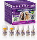 Dog Calming Pheromones Diffuser & 6 in 1 Kit Appeasing Dog Pheromone Diffuser Kit to Calm (2 Plug in+4 x48ml Refill) Calming Diffuser for Dog Reduce Anxiety Fighting Barking Stress 120 Day Supply